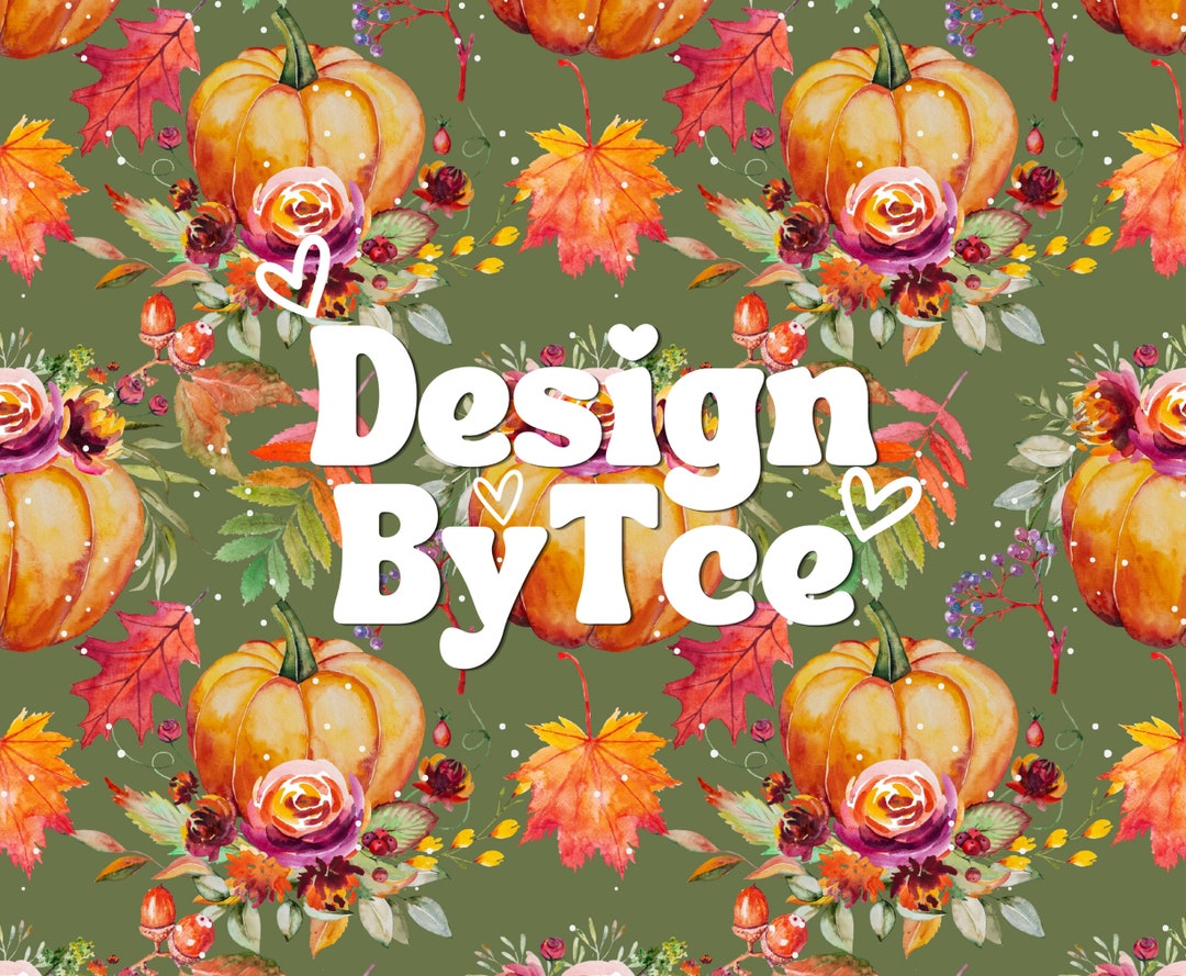 Autumn Floral With Fall Pumpkin Seamless Pattern Flower Files for ...