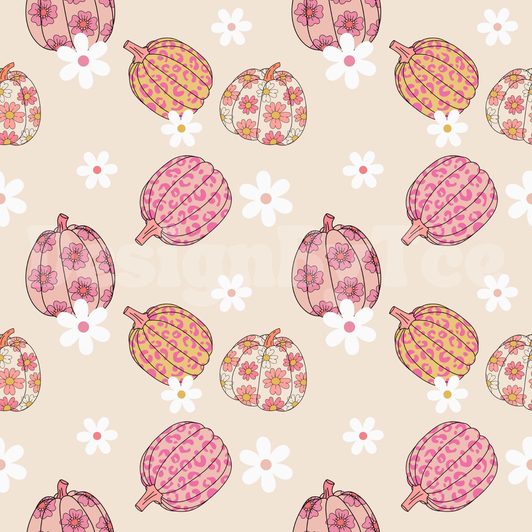 LEOPARD PUMPKIN Seamless Pattern Files for Pink Fall Fabric Printing ...