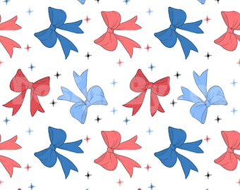 Patriotic Bows Seamless Pattern: Independence Day Fabric Design (Digital Download)