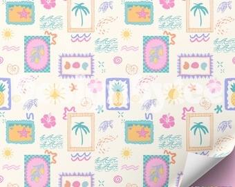 Abstract Patchwork Summer Seamless Pattern: Beach Pastel Fabric Printing (Instant Download)