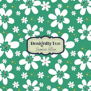 Cute Daisy Clover Seamless Pattern Files for Fabric Sublimation Printing Custom St Patrick Design File