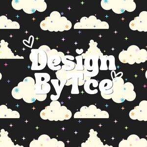 Heller bunter Stern mit Wolken-Schwarz-nahtlose Muster-Dateien für Stoffdruck Benutzerdefinierte Stoff-Design-Datei