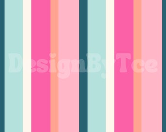 Summer Stripes Seamless Pattern: Girly Fabric Design (Digital File)