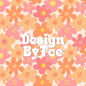 Pink & Orange Daisy Seamless Pattern: Girl Fabric Design (12x12 inch JPEG)