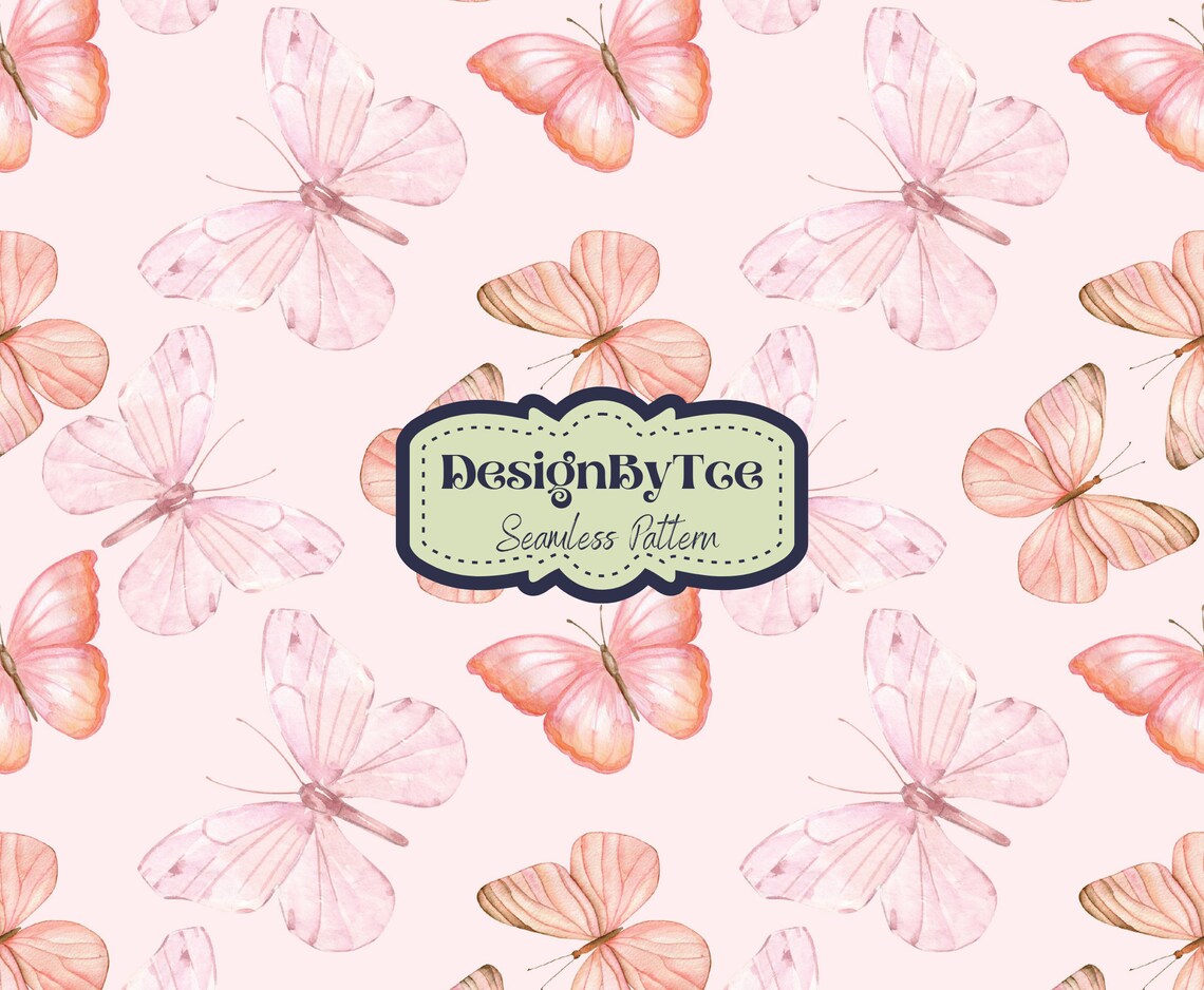 Watercolor Pink Butterfly Seamless Pattern Files for Fabric Printing ...