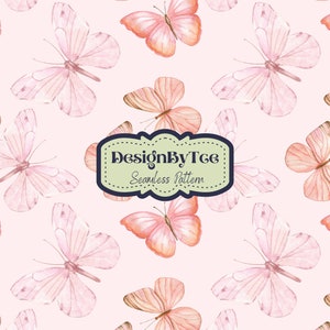 Watercolor Pink Butterfly Seamless Pattern Files for Fabric Printing ...
