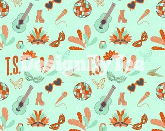 Showgirl Era Seamless Pattern: Vintage Fabric Print (Instant Download)