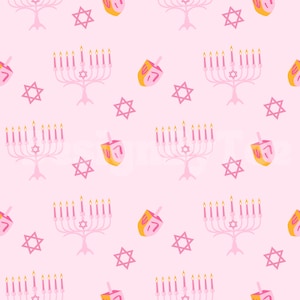 Fichiers de motif numérique sans couture Dreidel Hanukkah Menorah rose pour fichier de conception par sublimation d'impression sur tissu