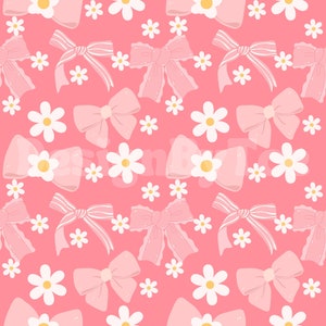 Coquette roze strikken en witte margriet naadloze patroonbestanden voor stof afdrukken ontwerp stof sublimatie aangepaste stof ontwerpbestand