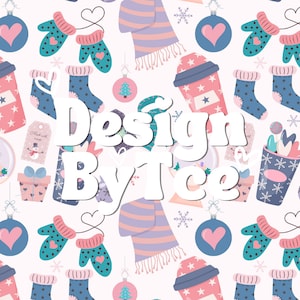 Pink Winter Seamless Pattern Files for Fabric Printing Sublimation Design File Kids Fabric