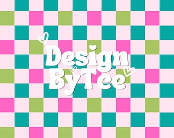 Checkered Seamless Pattern: Green, Pink, and Blue Fabric Print (JPEG)