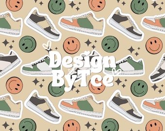 Trendy Sneakers Seamless Pattern File : Boys Fabric Printing (Digital Download)