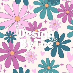 Seamless Spring Summer Boho Floral Daisy Pattern Files for Fabric Printing Digital Papers Download File