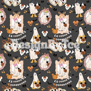 Arquivos de padrões sem emendas de Halloween de rato fantasma mágico e amigo para impressão em tecido e sublimação de design personalizado