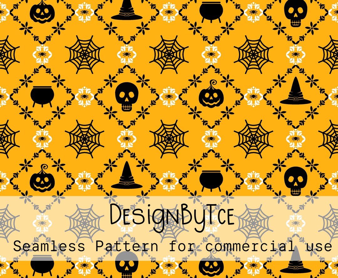 Cute Minimalist Pumpkin and Witch Hat Seamless Pattern Files for ...