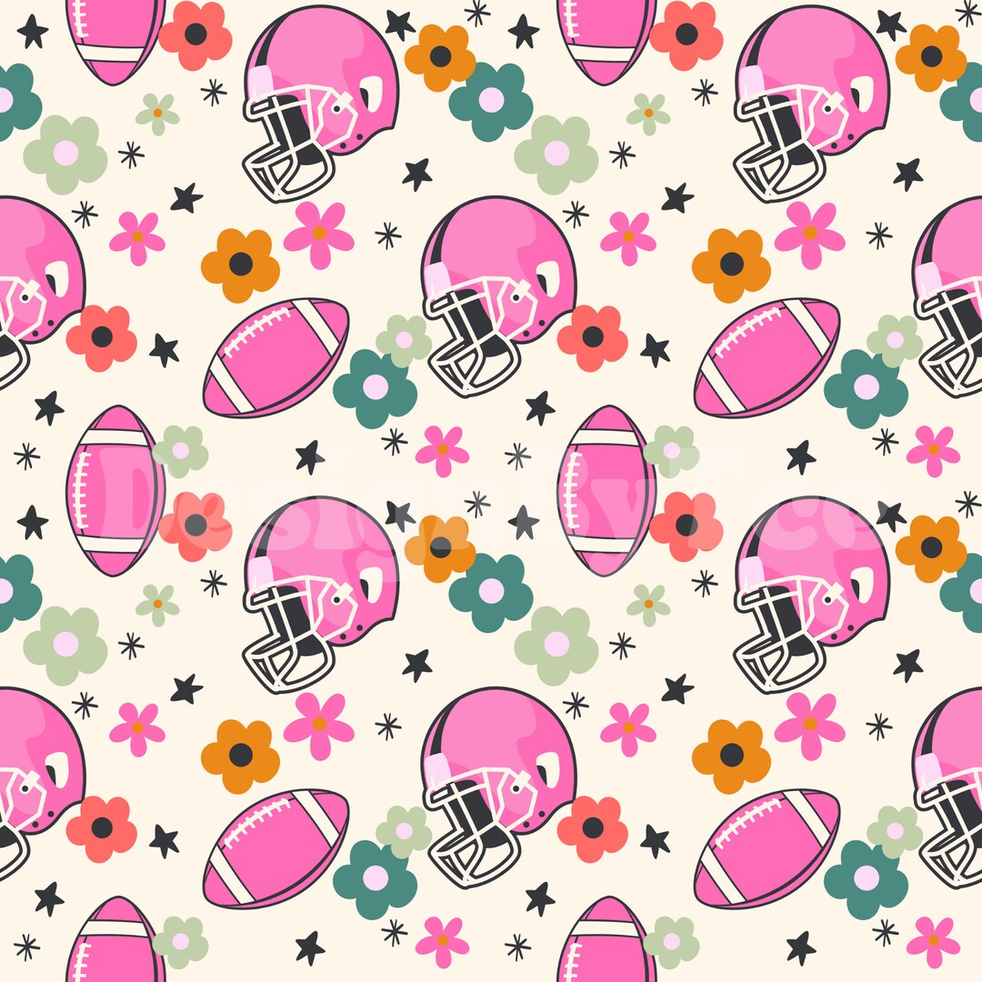 Floral Football Seamless Pattern: Sports Fabric Design (digital ...