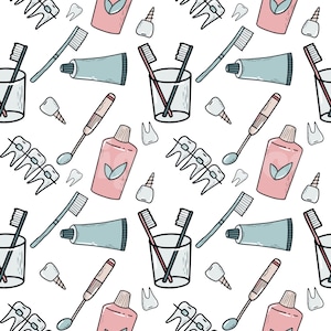 Dentiste et fichiers de motifs sans couture pour impression sur tissu, sublimation, motif de surface de fichier sur tissu personnalisé