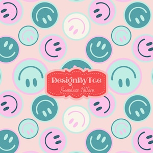 Bright Summer Happy Face Seamless Pattern Files for Spring Custom Fabric Printing