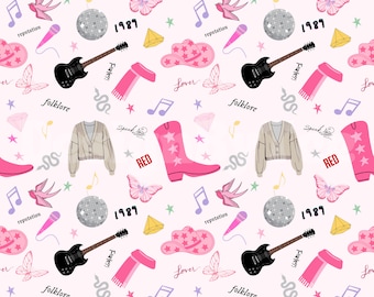 Pop Star Era Seamless Pattern: Music Icon Fabric Design (12x12 inch JPEG)