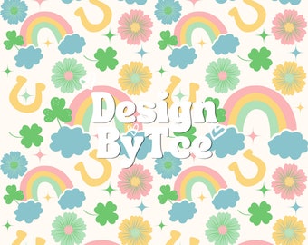 St Patrick's Day Seamless Pattern: Floral Lucky Girl Fabric Print (Digital Download)