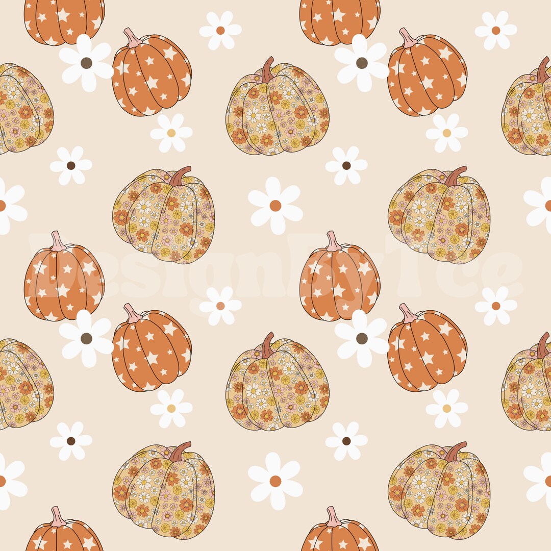 FLORAL PUMPKIN Seamless Pattern Files for Fall Fabric Printing ...