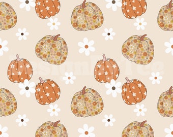 FLORAL PUMPKIN Seamless Pattern Files for Fall Fabric Printing Sublimation Fabric Design File