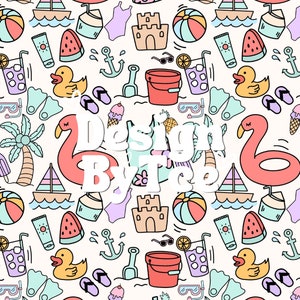 Funny Seamless Summer Girls Pool Pattern for Fabric Printing Sublimation