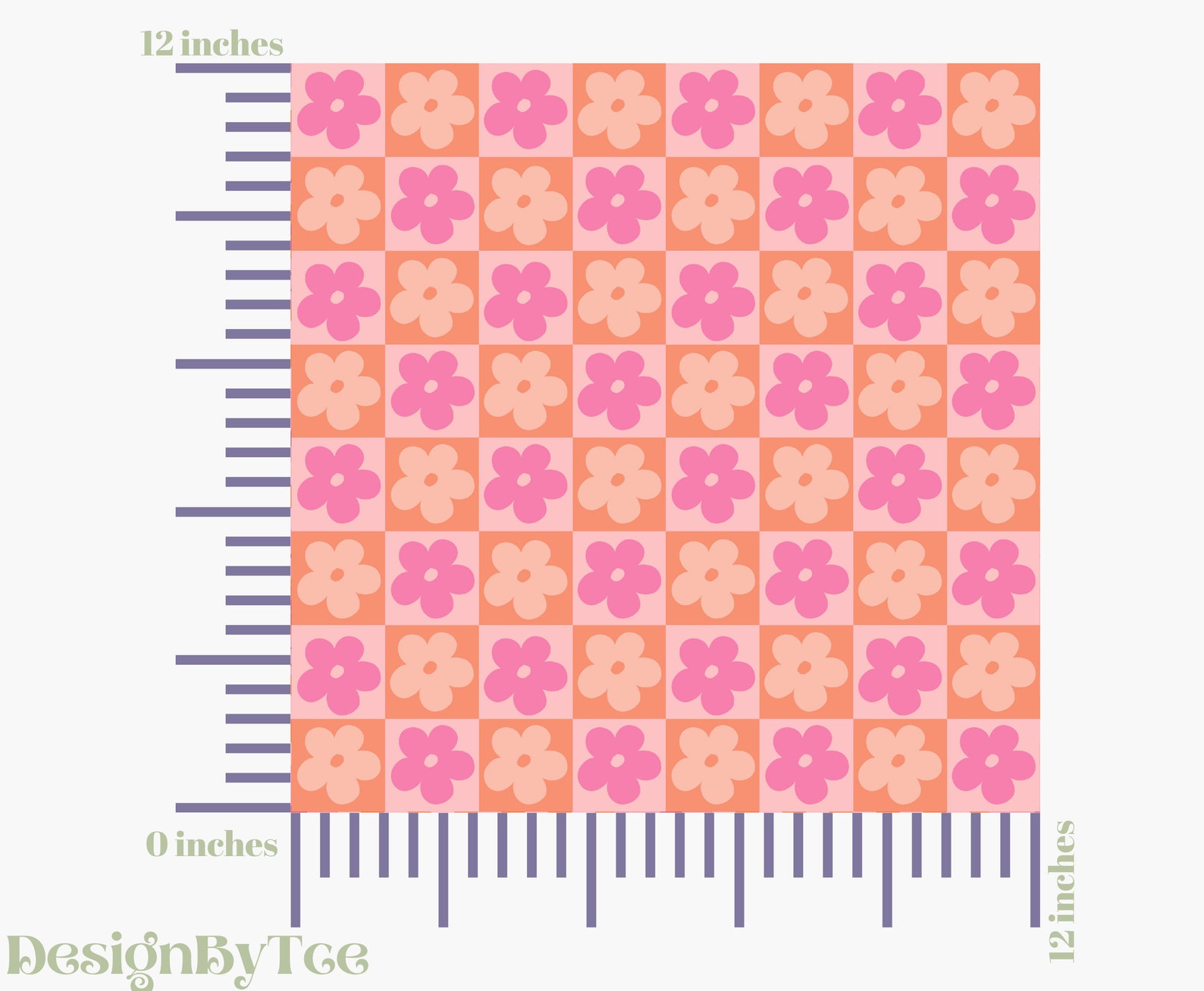 Pink Checkerboard Daisy Seamless Pattern File : Summer Fabric Printing ...
