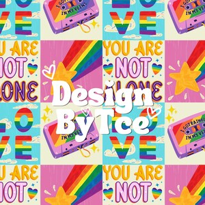 Vous n'êtes pas le seul Fichiers de motifs colorés arc-en-ciel de la fierté pour l'impression sur tissu LGBT + jour de la fierté