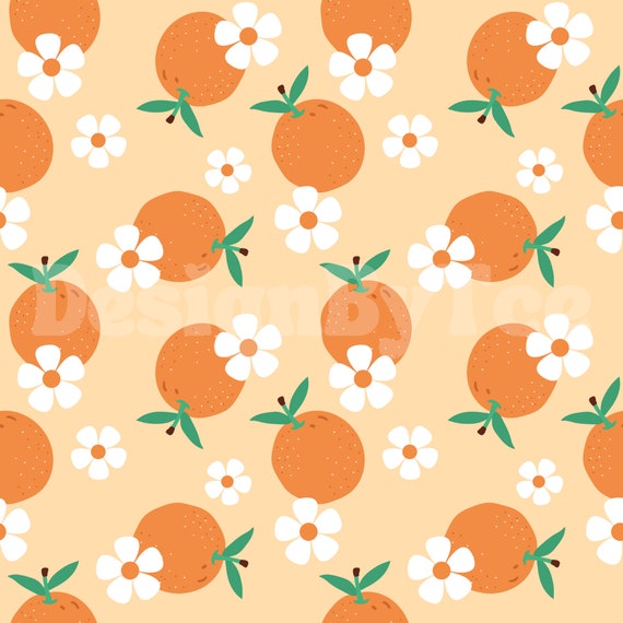 Orange Daisy Seamless Pattern: Summer Fabric Design (Digital File)