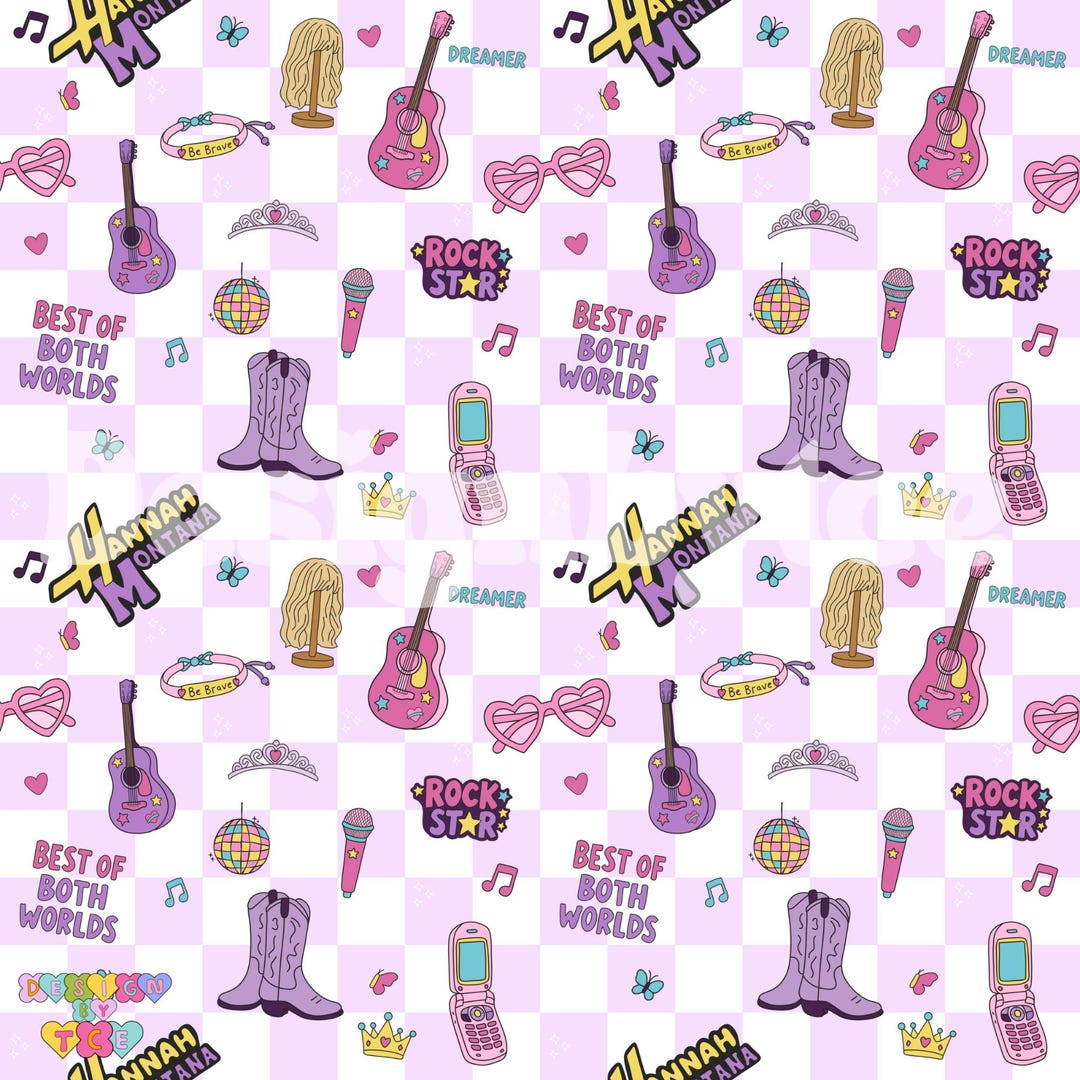 Retro 2000s Teen Pop Seamless Pattern File: Fabric Printing (digital ...
