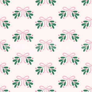 Weihnachten Rosa Mistelzweig Bögen Nahtlose Musterdateien für den Weihnachtsstoffdruck Sublimationsstoff-Designdatei, Oberflächenmuster