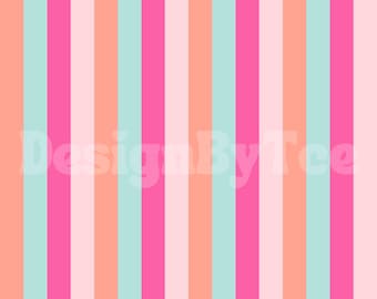 Summer Cute Stripes Matching Seamless Pattern Files for Girl Fabric Sublimation Printing Custom Fabric Design File, Surface Pattern