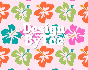 Tropical Flowers Green, Pink and Blue Seamless Pattern Files