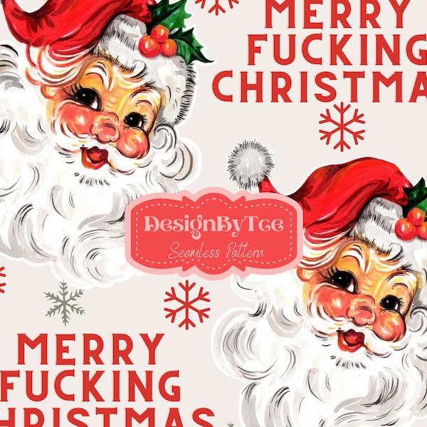 Merry Fucking Christmas-Muster für Erwachsene, unhöfliches Weihnachten, nahtloses Muster für individuellen Stoffdruck