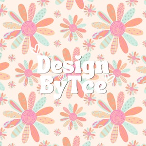 Patchwork Daisy Seamless Pattern: Bright Color Fabric Print (Digital Download)