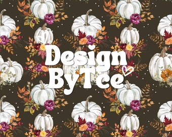 Fall Floral Pumpkin Seamless Pattern, Fabric Printing (JPEG) - Etsy