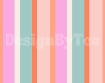 Pastel Stripes Retro Seamless Pattern: Fabric Printing Design (Digital Download)
