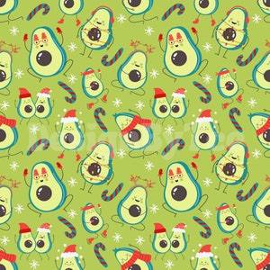 Lustige Winter Avocado nahtlose Muster Dateien für Weihnachten Stoff Druck Sublimation Benutzerdefinierte Stoff Design Datei