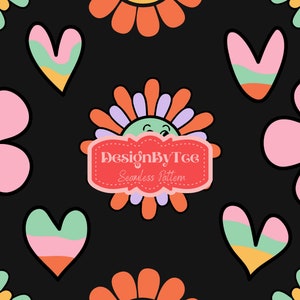 70s Flowers Pattern Retro Floral Seamless Pattern Files for Fabric Sublimation Printing Fabric Pattern Design File