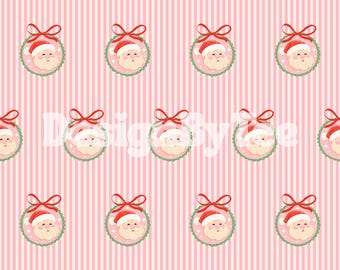Cute Santa Coquette Frame Seamless Pattern: Christmas Girl Kids Fabric Print (Instant Download)