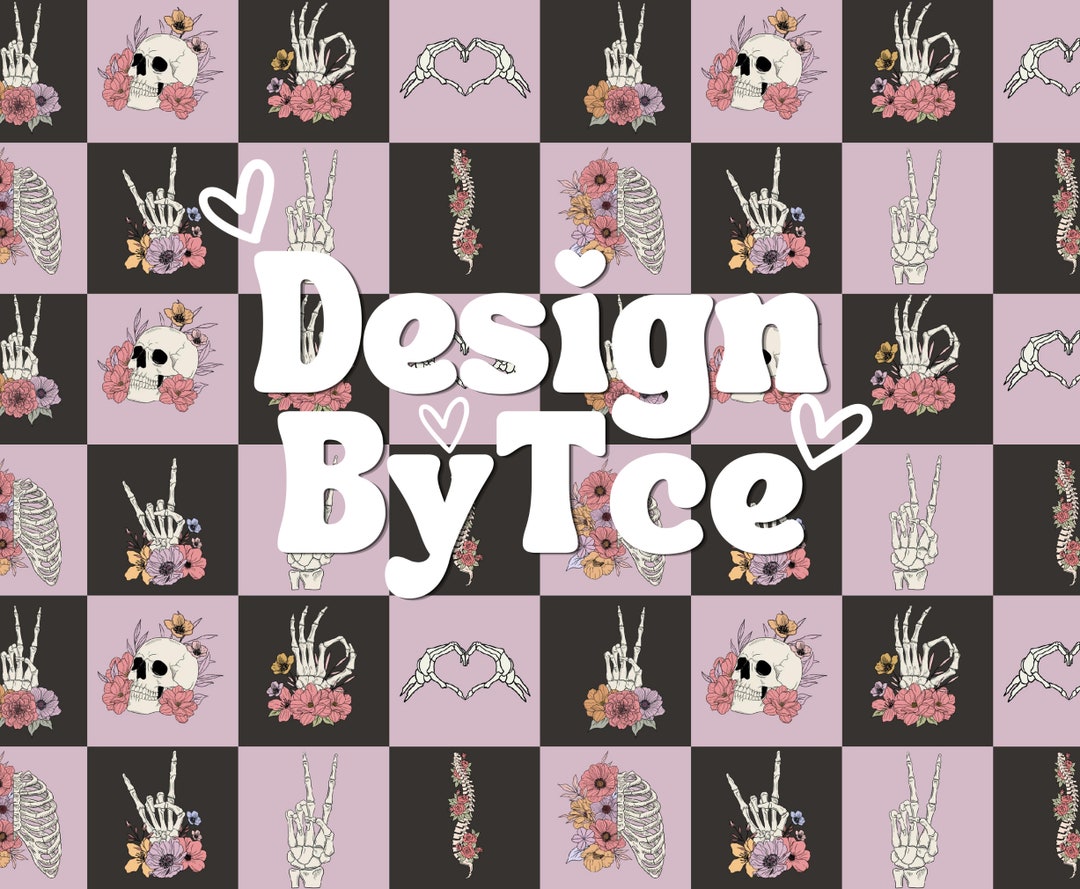 Floral Skeleton Checkerboard Seamless Pattern Files for Fabric Printing ...