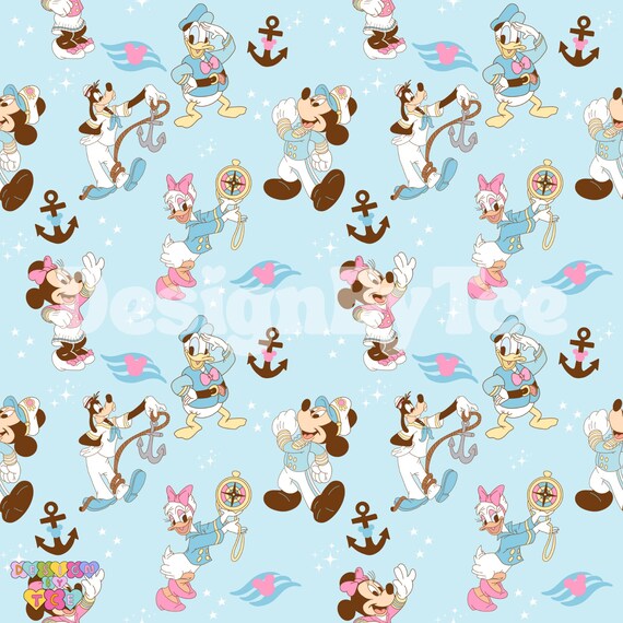 Magical Mouse Cruise Seamless Pattern Files for Fabric Printing (RGB & CMYK Color, instant download)