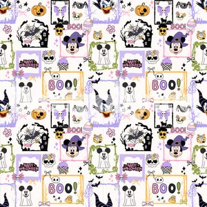 Diseño mágico de ratoncita para Halloween sin costuras: Estampado en tela (descarga digital, color RGB)