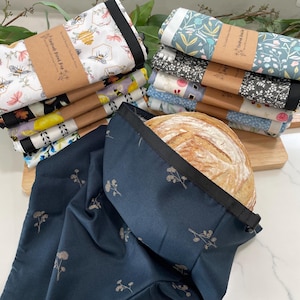 Reusable Bread Bag | Waterproof Lined | Roll-Top Storage for Sourdough & Baked Goods | Eco-Friendly Cotton | Handmade in USA | Free Shipping
