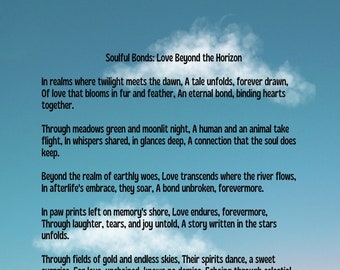 Soulful Bonds Love Beyond the Horizon Poem - 8.5 x 11 inch Printable