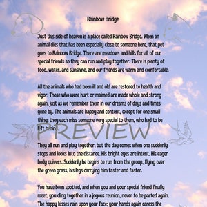 Rainbow Bridge Poem Animal Angels in Clouds 8.5 x 11 inch Printable image 2