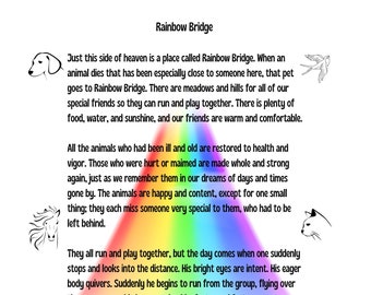 Floating Rainbow Bridge with Animal Angels  8.5 x 11 inch Printable