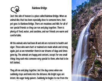 Rainbow Bridge Poem Waterfall Border 8.5 x 11 inch Printable