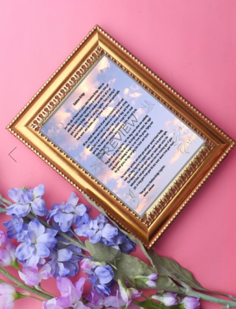 Rainbow Bridge Poem Animal Angels in Clouds 8.5 x 11 inch Printable image 3